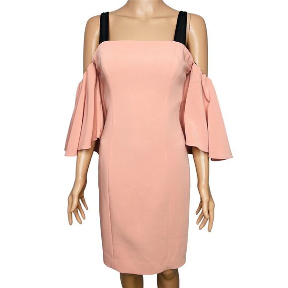 Cinq a Sept Bloom Monroe Mini Dress size 6 sheath off the shoulder blush pink - Picture 5 of 12
